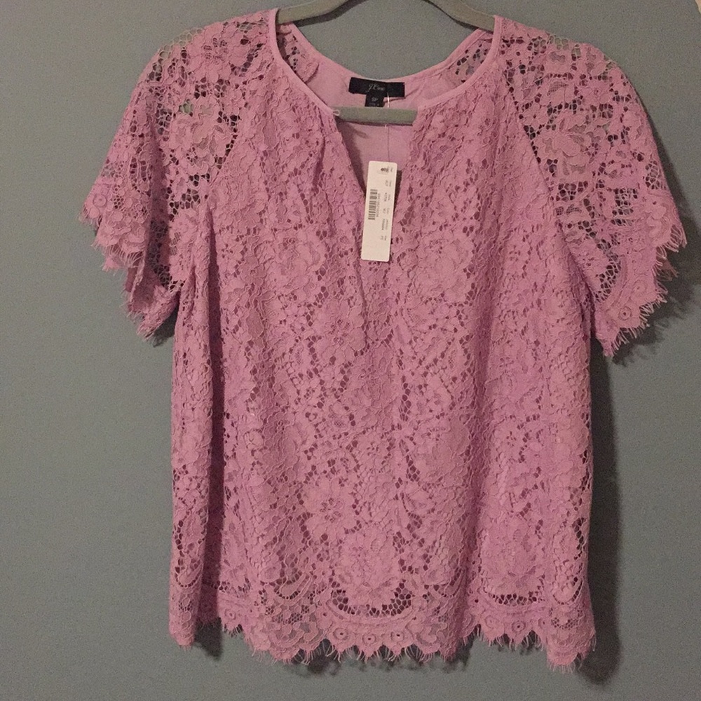 NWT J.crew Petite short-sleeve lace top